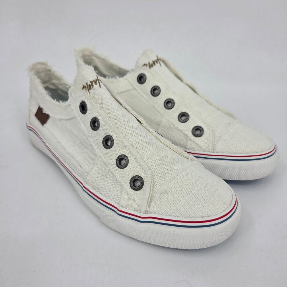 NEW Blowfish Malibu Play White Washed Linen Slip On Sneaker Women's 9